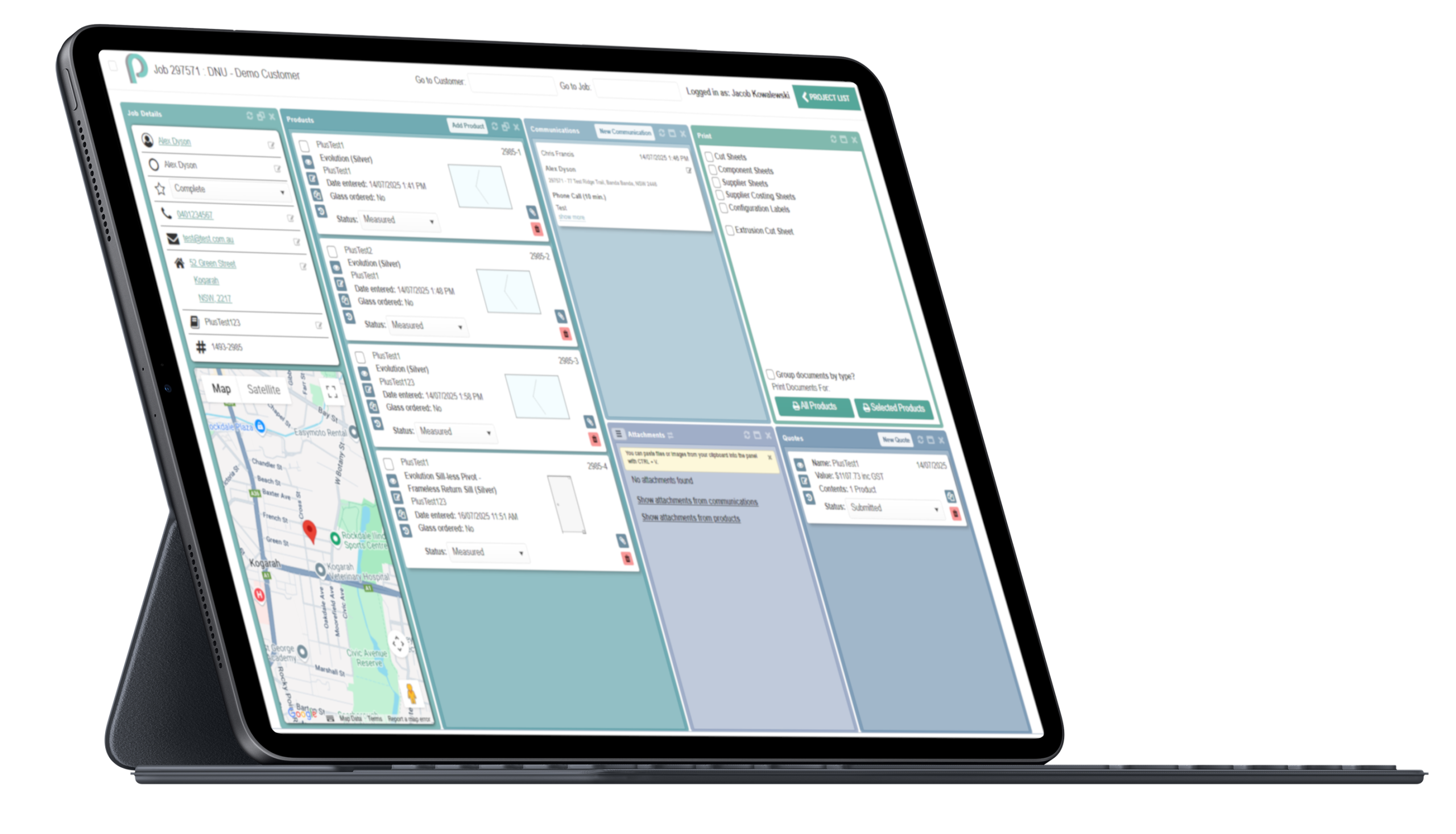 Job Management Ipad job management on tablet graphic